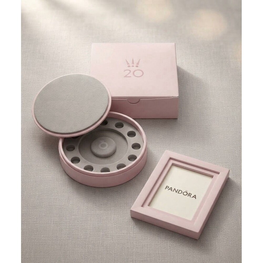 Pandora 20th Anniversary Pink Jewelry Box & Original Presentation Box Stored NEW